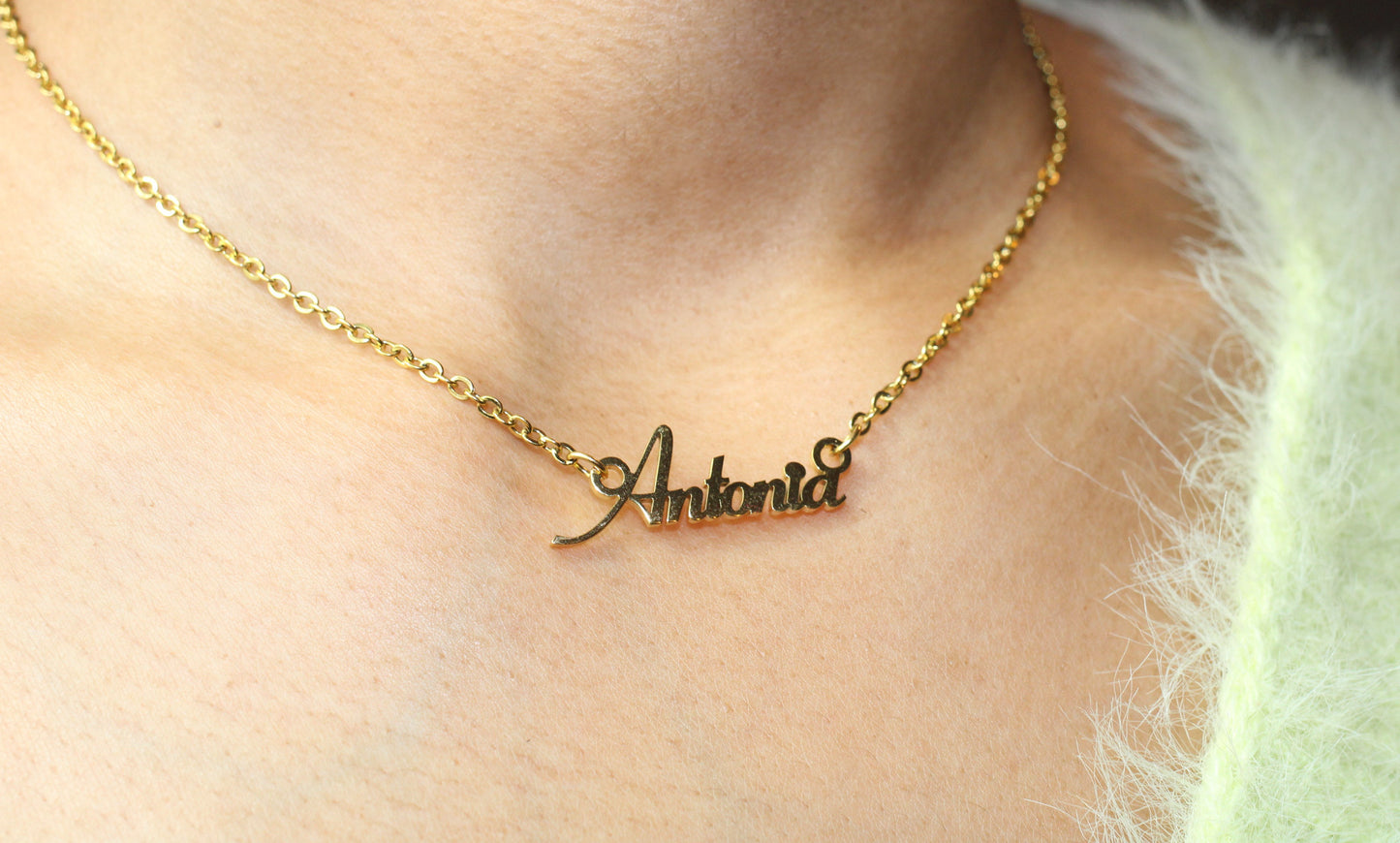 Gold Custom Name Plate Necklace