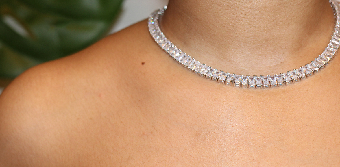 Silver Baguette Necklace