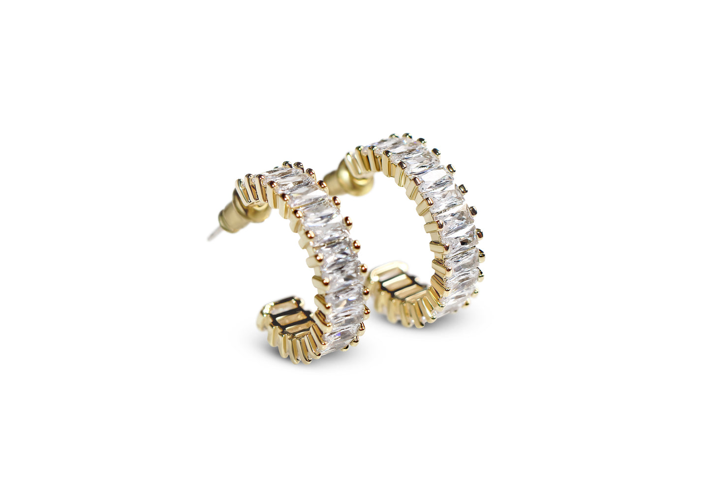 Mini Gold Crystal Hoops