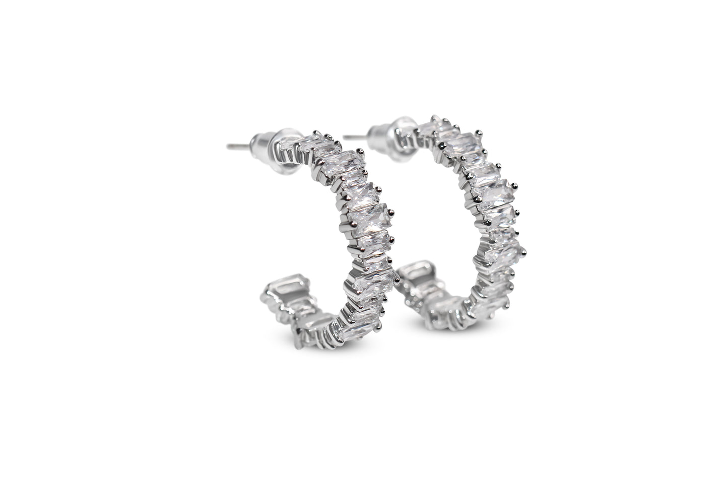 Silver Mini Halo Hoops