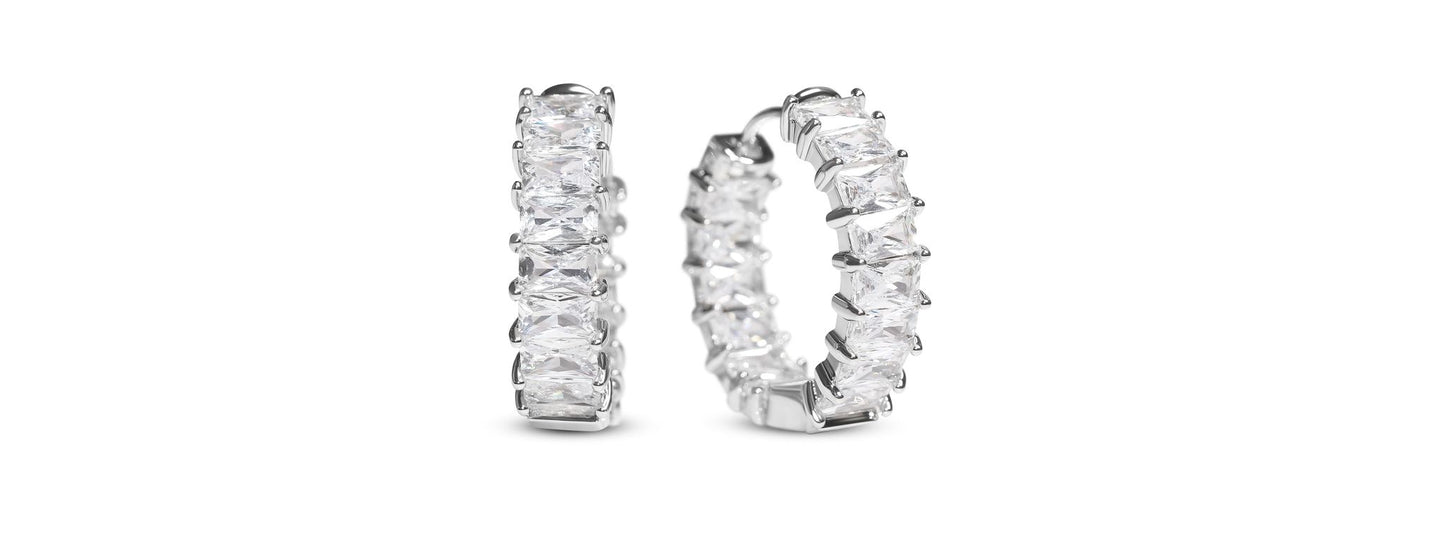 Silver Crystal Hoops